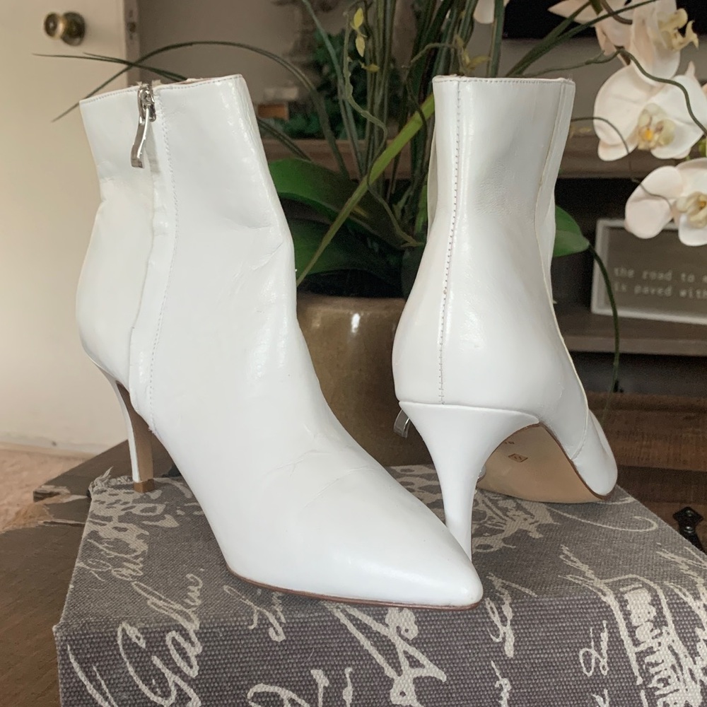 Halogen White Heeled Ankle Boots